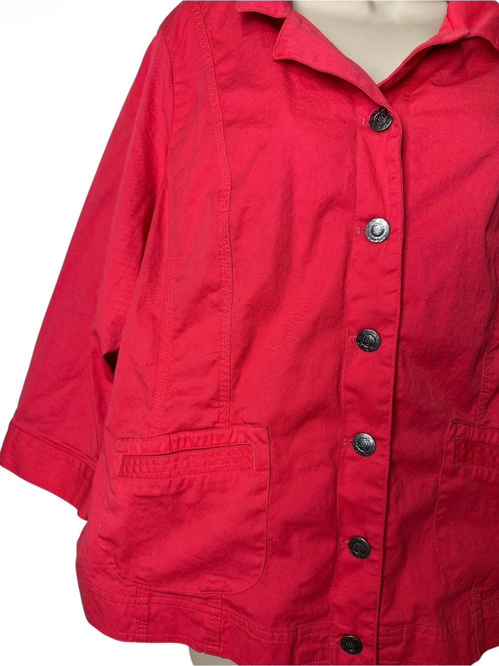 Christopher & Banks Coral Pink Button-Front Jacket - Picture 3 of 6